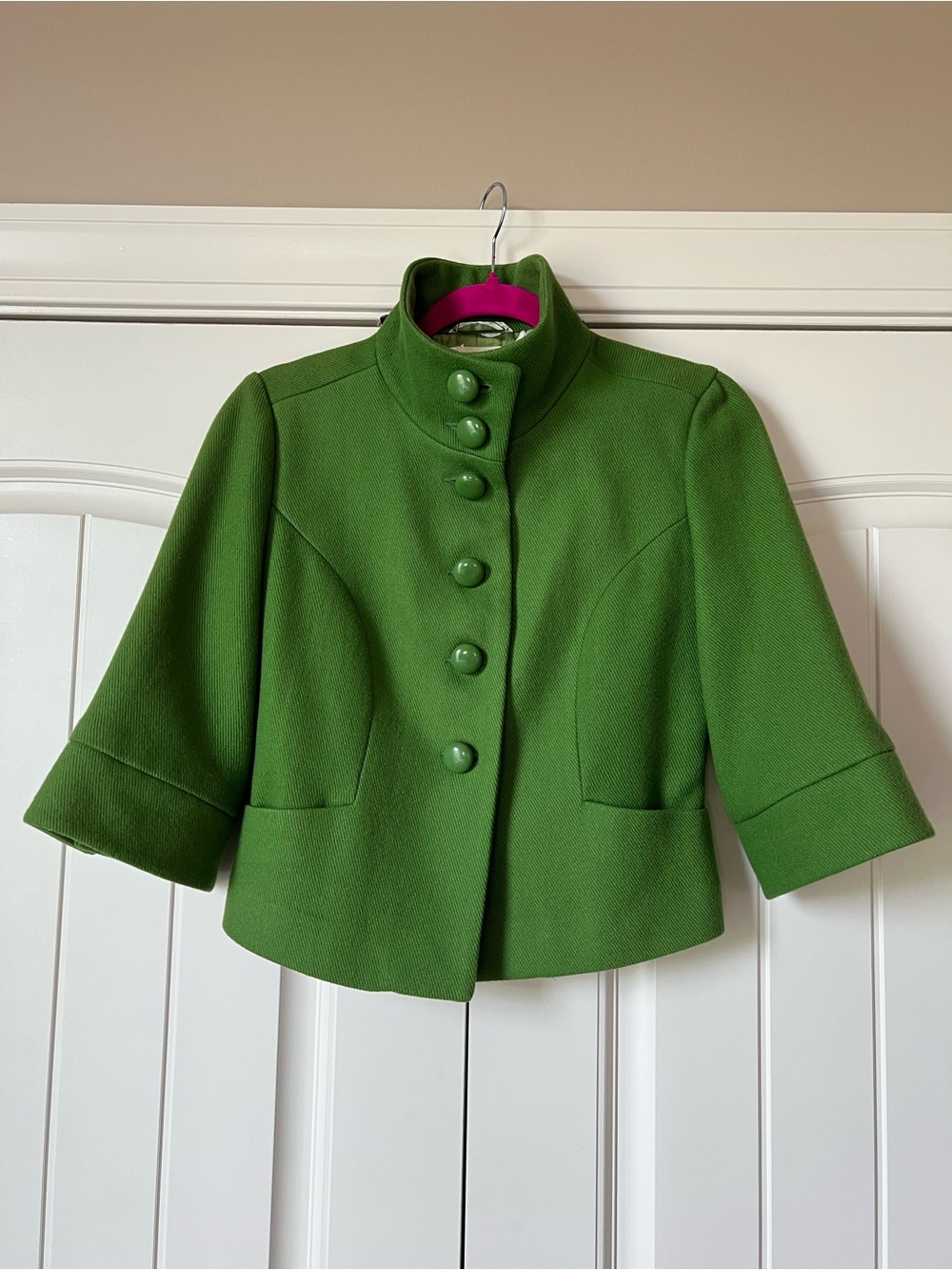 Tulle Green Cropped Jacket 3/4 Sleeve